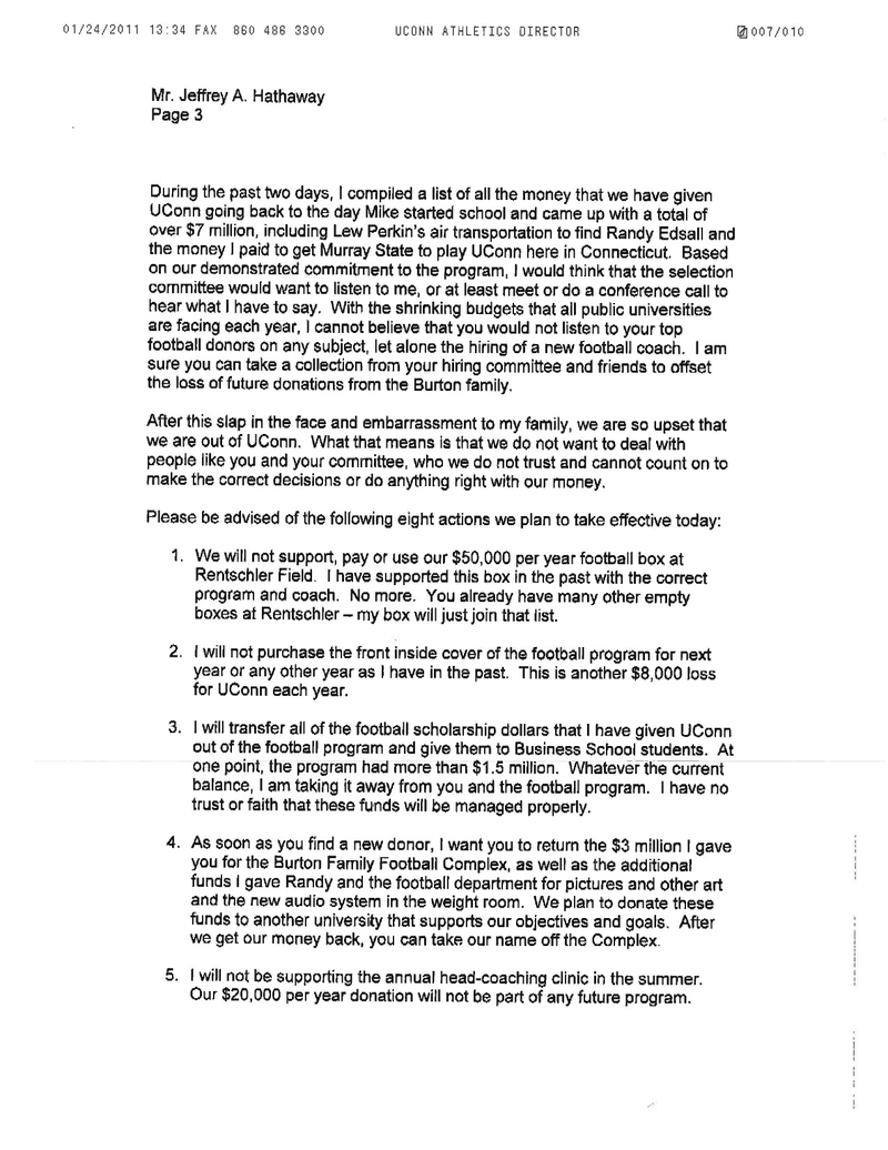 Illustration for article titled Here's The Angry Letter That UConn Donor Wrote Demanding His Money Back